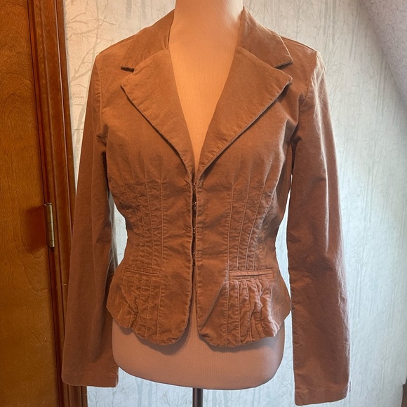 Vintage Y2K Cotton Velvet Fitted F.A.N.G Blazer Jacket Sz XL Lined Satin - Picture 15 of 16